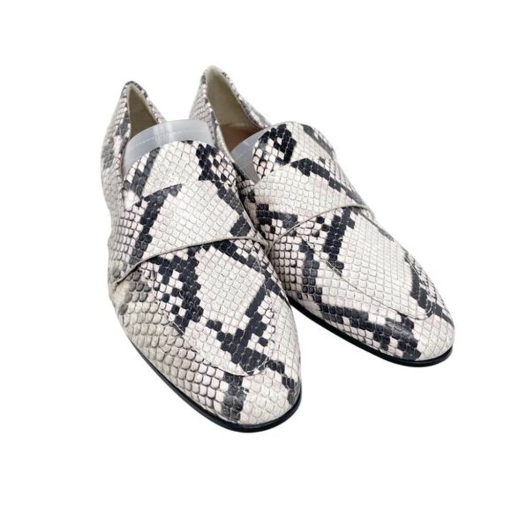 AGL Women's Python Print Leather Loafers Shoes Size US 7 EU 37